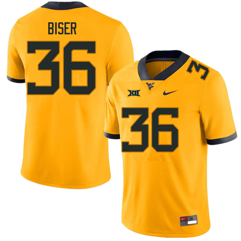 Men #36 Caden Biser West Virginia Mountaineers College Football Jerseys Sale-Gold - Click Image to Close